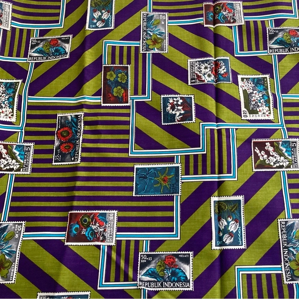 Vintage fabric 6 yards Schwartz Leibman textiles cotton blend novelty print 1973
